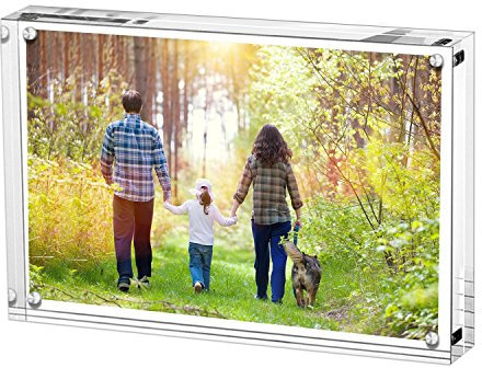Boxalls Cadres Photo en Acrylique 9 x 13 cm, Cadres Photo de Bureau sans Cadre avec Magnétique, Double Face Transparent