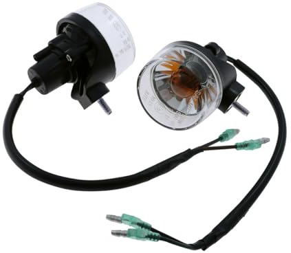 Blinker, rund, haengend, schwarz, Klarglas, Paar | 2x Blinkleuchte mit Halogen-Technologie, Kunststoffgehäuse, transparente Gläser, orange Lichtfarbe, Kabellänge 230 mm, vorn