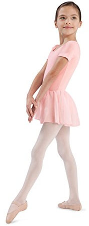 Bloch Dance Girls Tiffany Gymnastikanzug mit Rock, kurzärmelig, Hellrosa, Größe 36-38