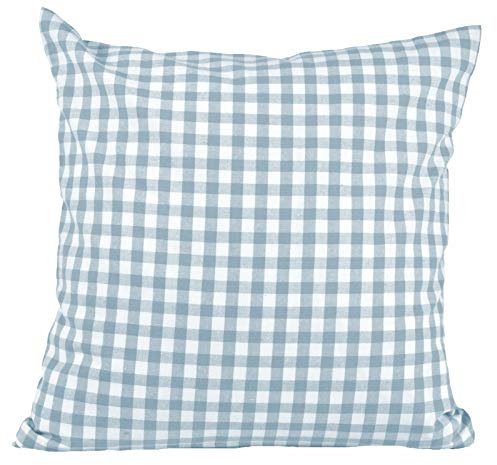 Hans-Textil-Shop Kissenbezug Karo 1x1 cm Reißverschluss - Kissenhülle, Kissen, Sofakissen, Kopfkissen, Dekokissen, Landhaus, Karomuster, Kariert (60x60 cm, Hellblau)