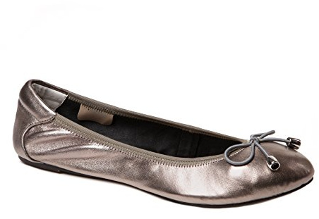 Cocorose Foldable Shoes - Sandringham Ladies Leather Ballet Pumps - Silver - Size 8