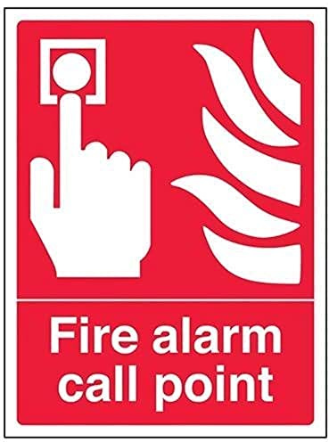 V Safety 13001AN-R Fire Alarm Call Point Sign - Portrait - 150mm x 200mm - 1mm Rigid Plastic, Red