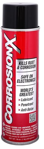 CorrosionX Rust Inhibitor, Industrial-Strength Dielectric Corrosion Prevention, Lubricant & Penetrant for Marine, Automotive, Electronics & RV Use, Protects Bolts, Cables, Engines, Parts, 16oz Aerosol