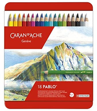 Caran d´Ache 0666.318 Pablo Farbstifte Metalletui mit 18 Farben, Grau