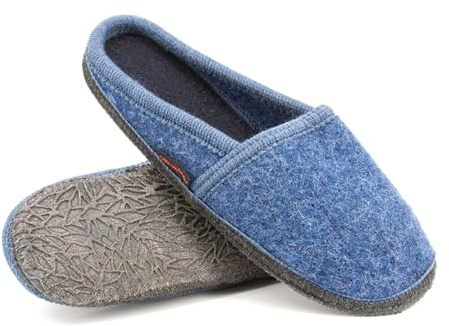 kitz-pichler Filz-Hausschuh Villach aus 100% Schurwolle - nachhaltig produzierte Woll-Pantoffel Jeansblau/nachtblau, 45