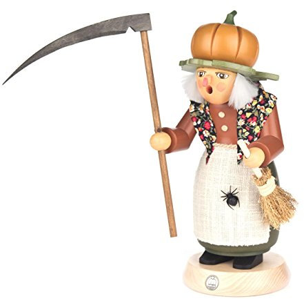 Räucherfrau Halloween-Hexe von DREGENO SEIFFEN 23cm – Original erzgebirgische Handarbeit, stimmungsvolle Weihnachts-Dekoration