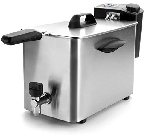 Lacor 69134 69134-Freidora eléctrica, 4 L, 2500 W, 4 kg, Acero Inoxidable