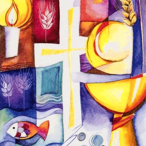 Servietten Kommunion II blau bunt, 33 x 33 cm, 20 Stück