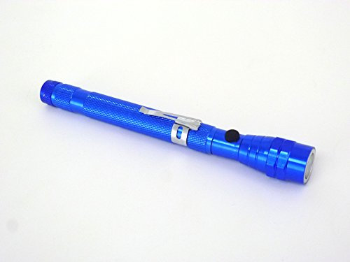 2 x LED-Taschenlampe mit Teleskop Farbe blau mit Magnet und Flexkopf Batterie betrieben 3 LED 12lm Inspektionslampe Lampe (blau)