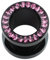 eeddoo Flesh Tunnel pinke Kristalle Schwarz Acryl 6 mm