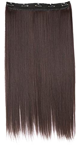 CAISHA 60cm Clip In Extensions Lara Haarverlängerung Haarteil Glatt Dunkelbraun Mix C58