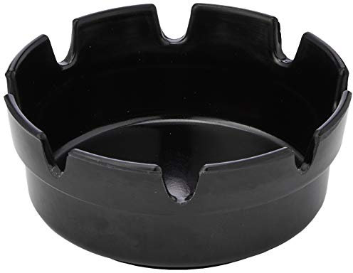 Genware NEV-B322 Melamine Deep Ashtray, 100 mm Diameter, Black