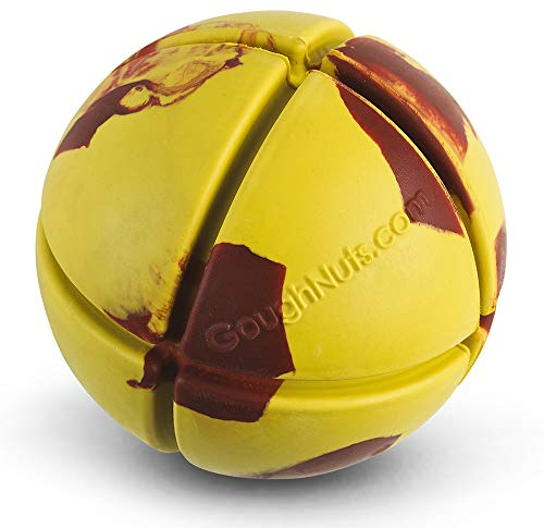 Goughnuts – Virtually Indestructible Ball - Guaranteed Dog Chew Toys for Aggressive Chewers Like Pit Bulls, German Shepherds, and Labs from 30-70 Pounds - Tough and Durable Natural Rubber - Yellow