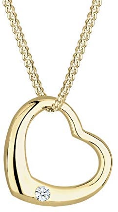 Elli DIAMONDS Halskette Damen Herz Love mit Diamant (0.03 ct.) in 375 Gelbgold
