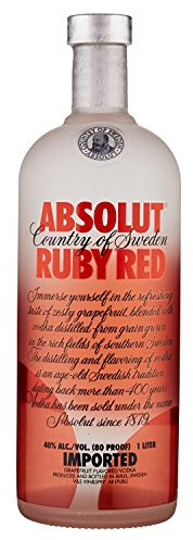 Absolut Ruby Red – Absolut Vodka mit Grapefruit Aroma – Absolute Reinheit und einzigartiger Geschmack in ikonischer Apothekerflasche – 1 x 1 L