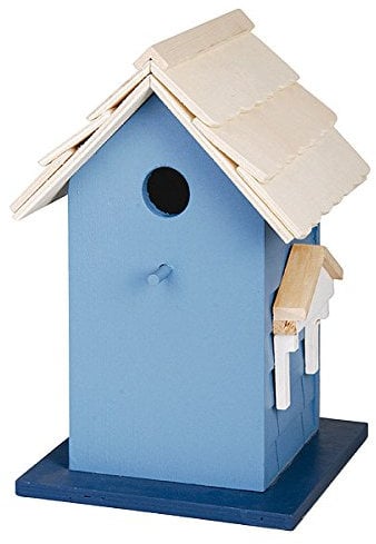 Buntes Vogelhaus Vogel-Villa Nistkasten Holz Creme 27,5cm