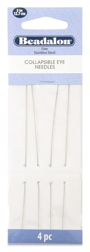 Beadalon 5-inch Fine Collapsible Eye Needles, Pack of 4