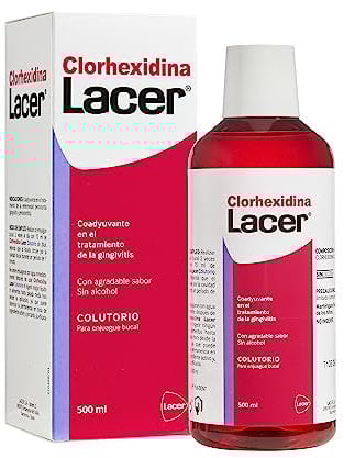 CLORHEXIDINA - Colutorio 0,12% 500 ml, Eficaz Antiséptico, Elimina Microorganismos de la Placa Bacteriana, Sabor Agradable. El embalaje puede variar