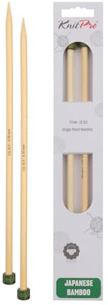 KnitPro K22362 Jackenstricknadeln, Bamboo, Braun, 33 cm x 6.5 mm, 2 Count