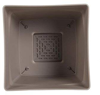 EDA Plastiques Pot Toscane carré avec Soucoupe clipsée 13642 BR.T SX6 Taupe 24,8 x 24,8 x 24,4 cm
