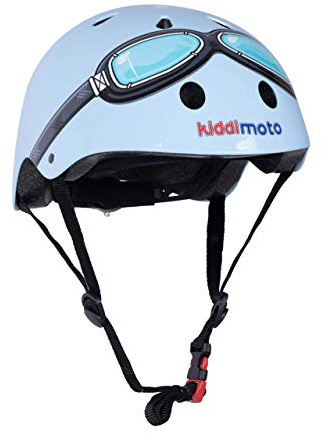 kiddimoto 2kmh007m - Design Sport Helm Goggle, Pilot M für Kopfumfang 53-58 cm, 5-12+ Jahre, blau
