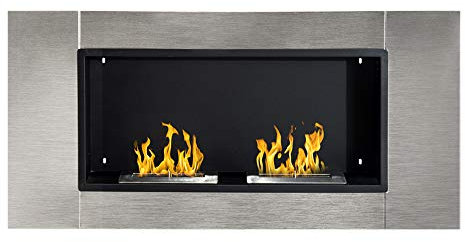 HOMCOM Camino Bioetanolo da Parete con 2 Bruciatori Capacità di 3L 4400W 110 x 54 x 14,5cm