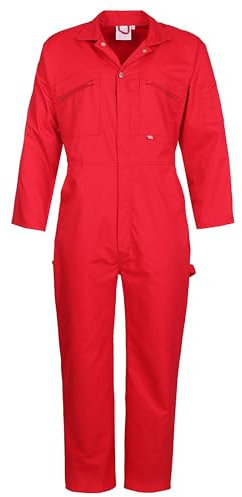 Fort - Zip Front Coverall - Red - 52 - Handy Pockets - Work Overalls for Men