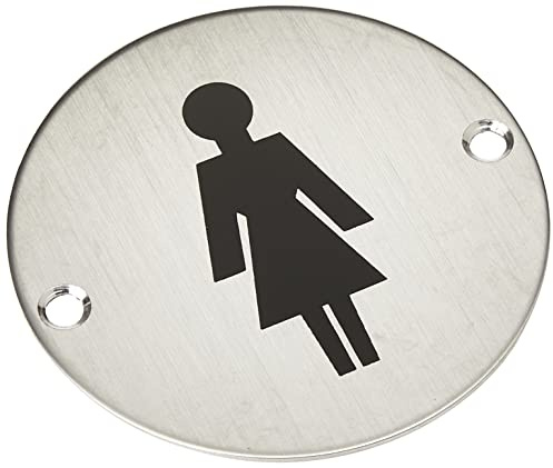 DISCOUNT HARDWARE UK 3793 Stainless Steel Door Sign Female Toilet Symbol 75mm