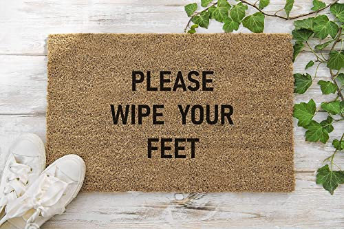 70cm x 40cm PLEASE WIPE YOUR FEET Printed Internal Coir Mat, Door Mat Stencilled
