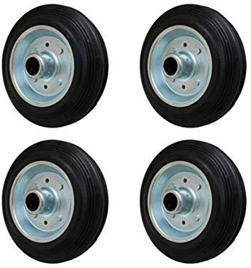 4 Stück 100 mm Vollgummirad Rad für Transportrollen Lenkrollen Transportgeräterad