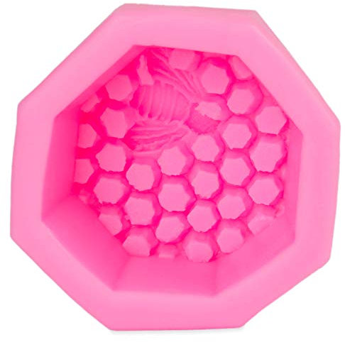 BlueFox Seifenform mit Bienenwaben, Herstellung von 3D- Seife, Kerze, Funzel, Bodymelt, Gips-Form, Seifenform, Hochzeit, Candle, Soap, Docht, Selbermachen, Deko, Hochzeit, Farbe: Rosa