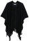 Soul Young Damen Stricken Stola Große Größen Warm Weich Poncho Shawl Cardigan Kimono(One size,Schwarz)