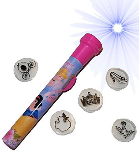 alles-meine.de GmbH 6 TLG. Set Taschenlampe - Princess - Prinzessin mit 5 verschiedenen - Aufsätzen Kinder Lampe Projektor - Licht Auto Kindertaschenlampe Mädchen Dornröschen
