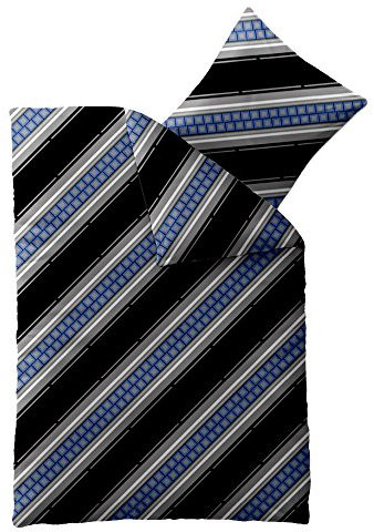 aqua-textil Concept Bettwäsche 155 x 220 cm Mikrofaser Bettbezug Marie Streifen Schwarz Blau Grau