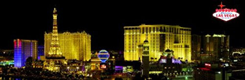 1art1 Las Vegas Strip Panorama Bei Nacht Selbstklebende Fototapete Poster-Tapete 240x75 cm