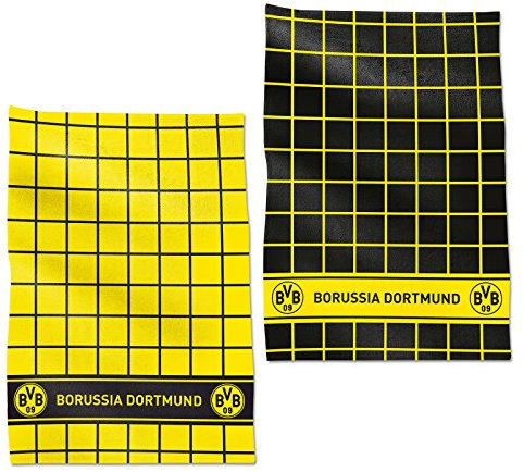 Borussia Dortmund Unisex Bvb-geschirrhandtuch (2er-set) Geschirrhandtuch, Schwarz/gelb, Einheitsgröße EU