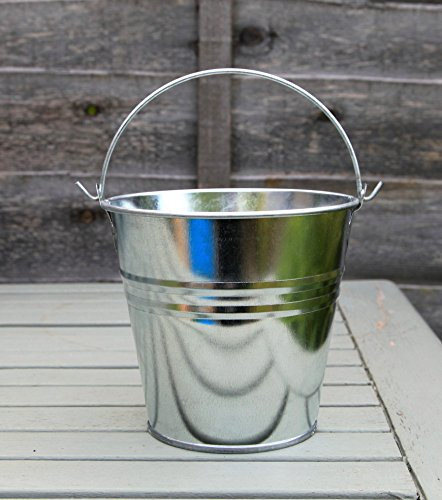 Spring life GALVANIZED ZINC TIN METAL BUCKET HERB FLOWER POTS PLANTER IN DIFFERENT SIZES (13cm with wire handle)