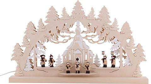 Michael Müller Unbekannt 3D-Doppelschwibbogen - Seiffener Kirche - 62 x 37 x 5,5 cm - Original Erzgebirge Schwibbögen