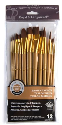 Royal and Langnickel RSET-9303 Taklon Variety Brush Set - Soft Black (Pack of 12)