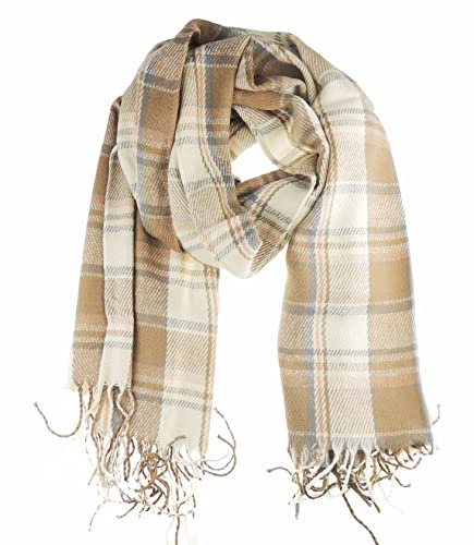 Glamour Girlz Warmer Winter Extra großer Schal Schal Beige Plaid Tartan