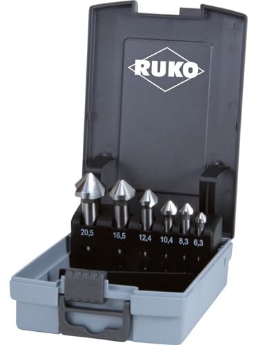 RUKO Kegel- und Entgratsenker-Satz 6tlg. DIN 335 Form C 90° HSS Ø 6,3-20,5 mm in Kunststoffkassette - 102152RO