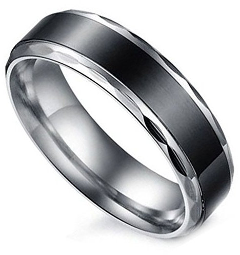 Flongo Partnerringe Damenring Herrenring Ring Edelstahl Band Ring Silber Schwarz Valentine Paar Ringe Verlobung Engagement Verlobungsringe Hochzeit Herren Größe 67mm