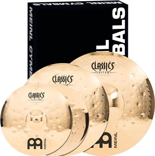Meinl Cymbals Classics Custom Extreme Metal Cymbal Set Box Pack - Juego de Platillos de Batería con Plato 14 Hihat, 18 Crash y 20 Ride (35,56-50,80cm) Bronce B12, Acabado Brillante (CC-EM480)