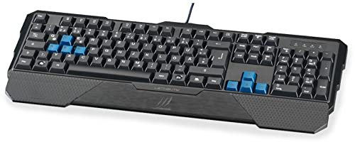 uRage Lethality Gaming Tastatur (QWERTZ, Schnellreaktionstasten, Anti-Ghosting-Effekt, 8 Ersatztasten, abnehmbare Handballenauflage) schwarz/blau