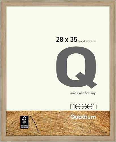 nielsen Bilderrahmen, 28 x 35 cm, Holz, Eiche Natur, Rahmen zum Aufhängen im Hoch- & Querformat, Echtglas, Quadrum