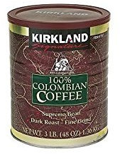 2 X Kirkland Signature 100% Colombian Filter Coffee Supremo Bean Dark Roast Fine Grind 1.36kg