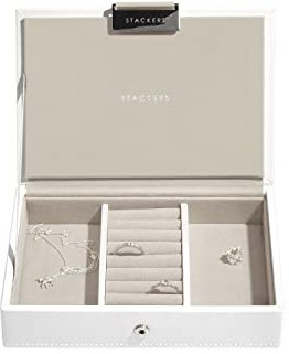 Stackers Schmuckbox mit Fächern und Deckel, weiß, 18 x 12,5 x 4 cm