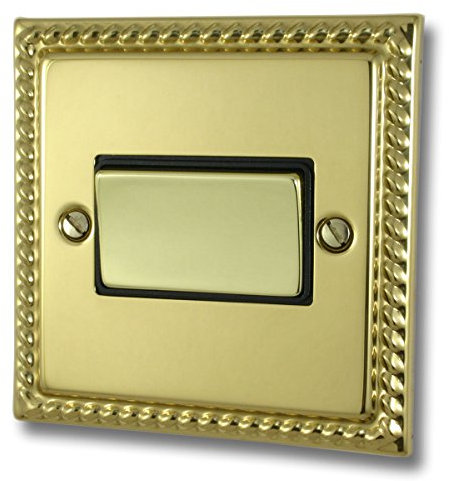G&H Brassware MB369 Georgian Polished Brass Fan Isolator Switch - Metal Rocker and Black Inserts