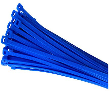 100 x Fluorescent Blue Cable Ties 300 x 4.8mm / Extra Strong Zip Tie Wraps