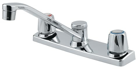 Price Pfister Pfirst Series Kitchen Faucet 2-Handle Chrome, Metal Handles with Sprayer, G1351000
